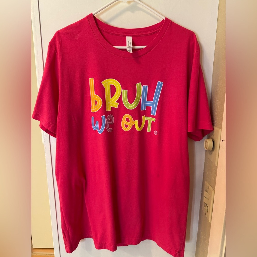 TEACHERS END OF THE YEAR TEE —- Bella Canvas Red and Yellow Short Sleeve Tee